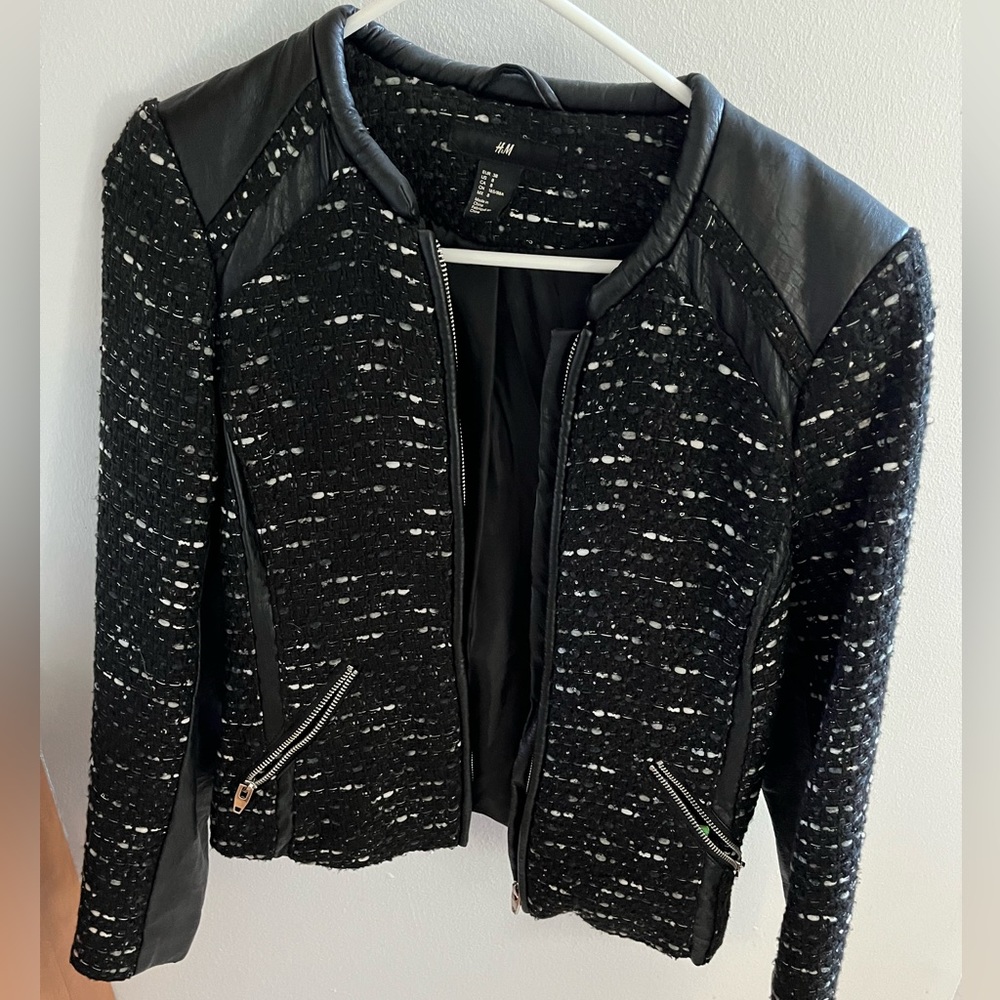 H&M tweed and leather jacket/blazer